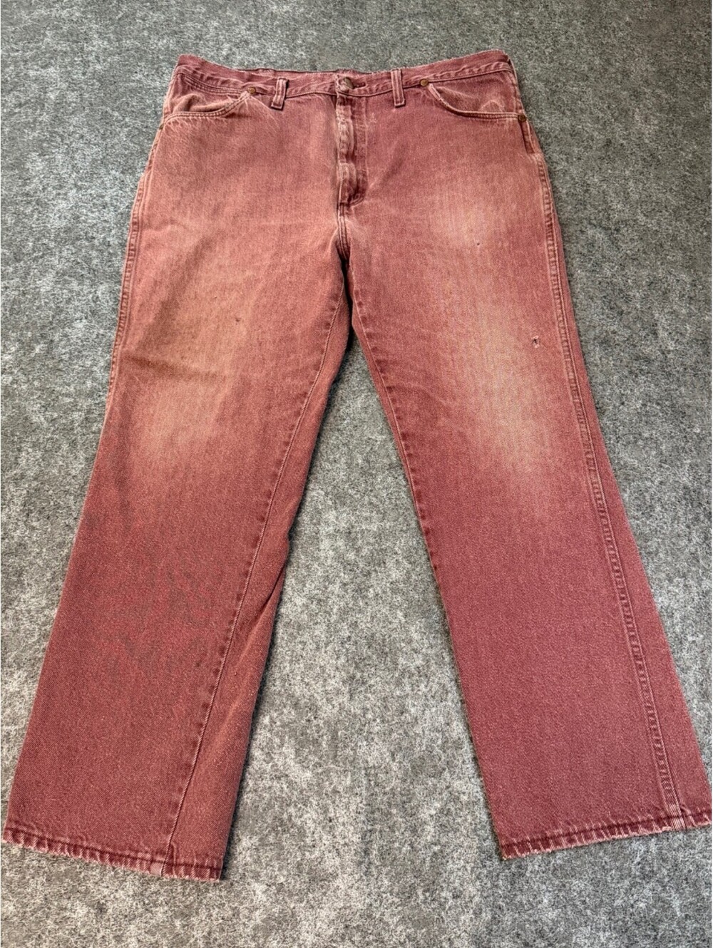 Vintage 80s Wrangler Jeans Womens 36 Waist Red Acid Wash Distressed